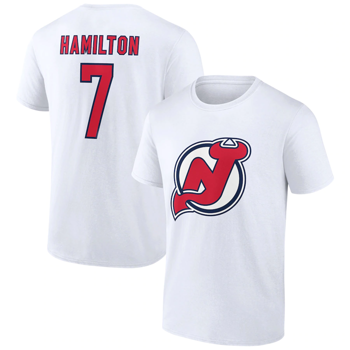 Men's New Jersey Devils #7 Dougie Hamilton White T-Shirt